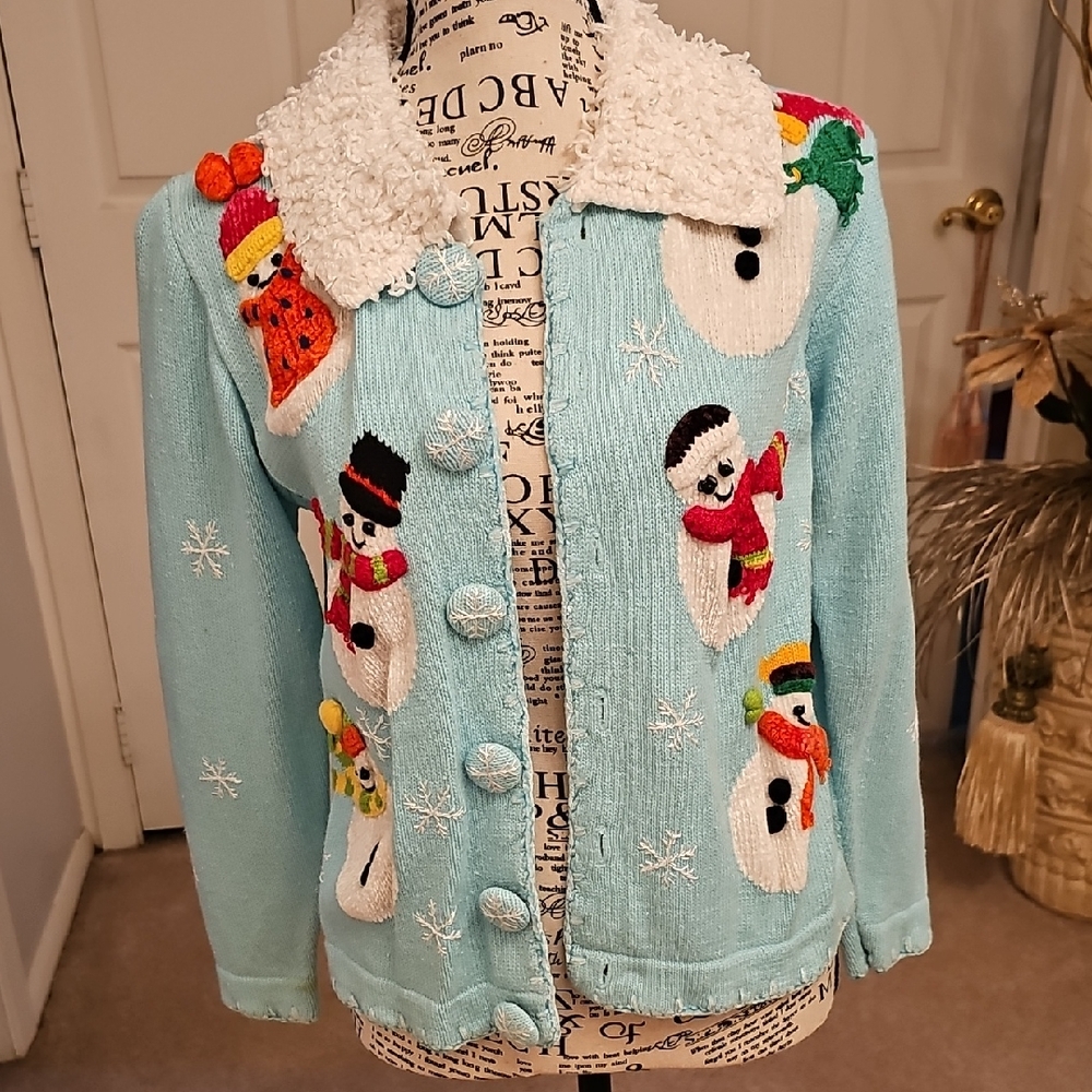 Festive Snowman Cardigan Sweater